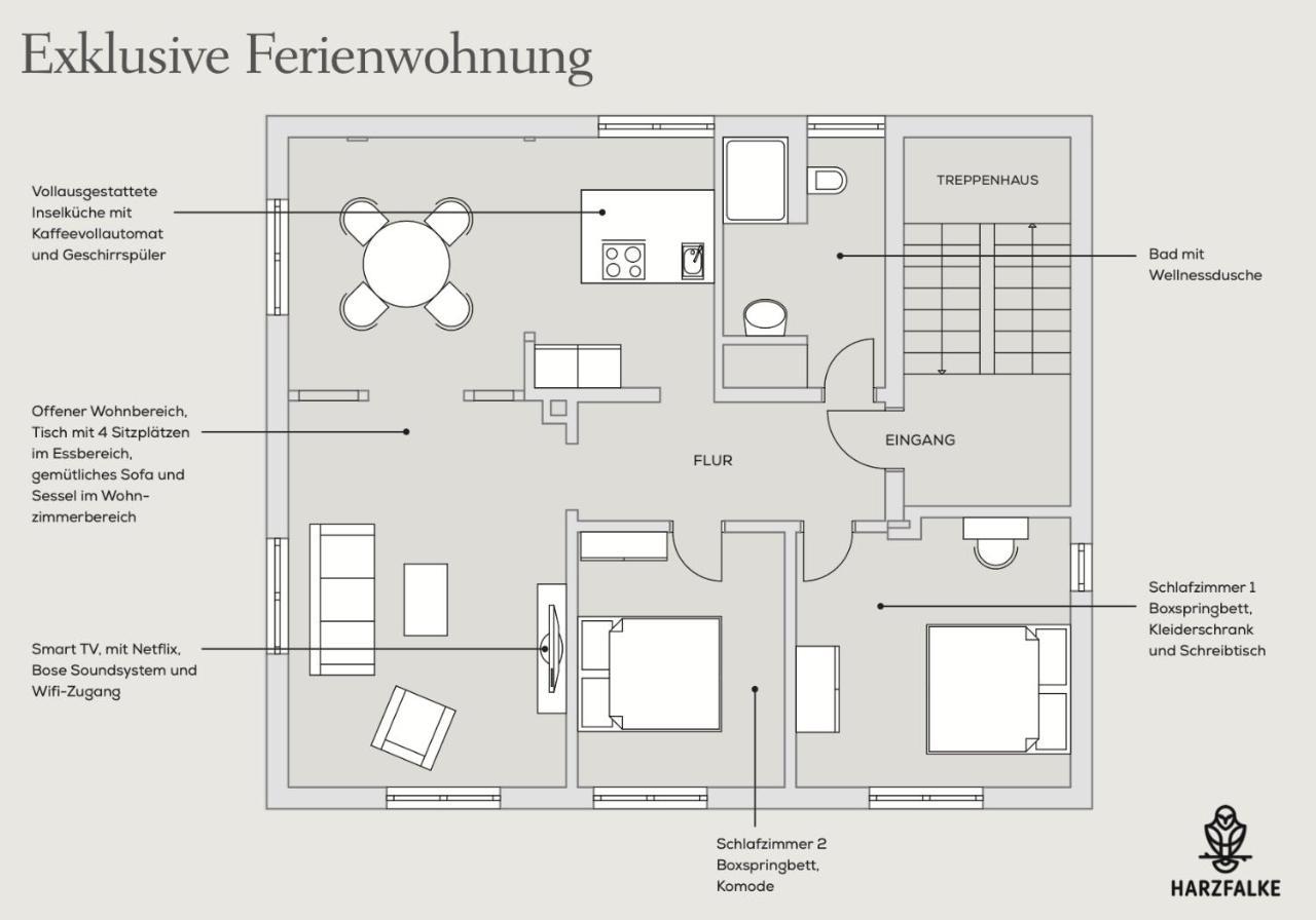 Harzfalke Apartment - Ankommen Und Wohlfuehlen. Wieda Bagian luar foto